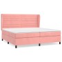 Cama box spring con colchón terciopelo rosa 200x200 cm