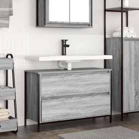 Mueble de baño con lavabo y cajones gris Sonoma 90x34,5x60 cm von , Badezimmerwaschtische - Ref: Foro24-861880, Preis: 80,28 ...