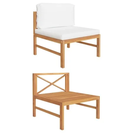 Solid teak wood central sofa with cream cushions by vidaXL, Modular outdoor sofas - Ref: Foro24-316105, Price: 109,95 €, Disc...
