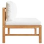 Solid teak wood central sofa with cream cushions by vidaXL, Modular outdoor sofas - Ref: Foro24-316105, Price: 105,22 €, Disc...