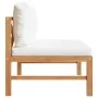 Solid teak wood central sofa with cream cushions by vidaXL, Modular outdoor sofas - Ref: Foro24-316105, Price: 109,95 €, Disc...