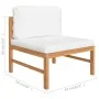 Solid teak wood central sofa with cream cushions by vidaXL, Modular outdoor sofas - Ref: Foro24-316105, Price: 109,95 €, Disc...