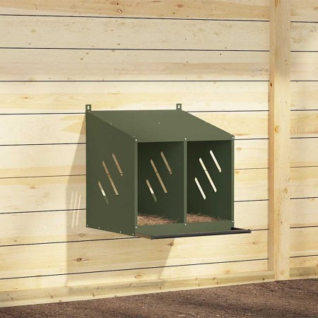 Nido para gallinas con 2 compartimentos de metal verde oliva von , Käfige und Lebensräume für Kleintiere - Ref: Foro24-864347...