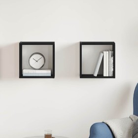 Estantes cubo de pared 2 uds madera roble negro 30x15x30 cm by , Shelves and shelves - Ref: Foro24-862055, Price: 23,49 €, Di...