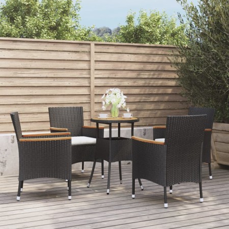 Mesita y sillas jardín 5 pzas y cojines ratán sintético negro de , Conjuntos de jardín - Ref: Foro24-3187429, Precio: 368,23 €