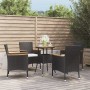 Mesita y sillas jardín 5 pzas y cojines ratán sintético negro von , Gartensets - Ref: Foro24-3187429, Preis: 362,19 €, Rabatt: %
