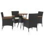 Mesita y sillas jardín 5 pzas y cojines ratán sintético negro von , Gartensets - Ref: Foro24-3187429, Preis: 362,19 €, Rabatt: %