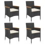 Mesita y sillas jardín 5 pzas y cojines ratán sintético negro von , Gartensets - Ref: Foro24-3187429, Preis: 362,19 €, Rabatt: %