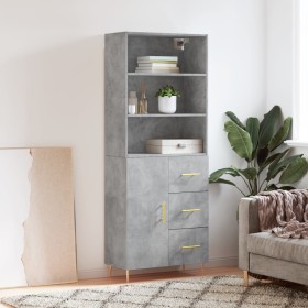 Aparador alto madera contrachapada gris hormigón 69,5x34x180 cm von , Sideboards - Ref: Foro24-3189433, Preis: 141,97 €, Raba...
