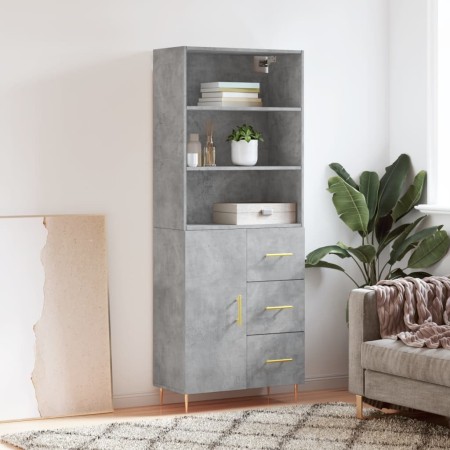 Aparador alto madera contrachapada gris hormigón 69,5x34x180 cm von , Sideboards - Ref: Foro24-3189433, Preis: 141,97 €, Raba...