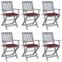 Sillas de jardín plegables 6 uds cojines madera maciza acacia von , Gartenstühle - Ref: Foro24-3065431, Preis: 295,45 €, Raba...
