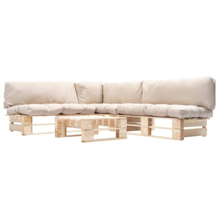 Muebles de palets de jardín con cojines arena 4 piezas madera by , Garden sets - Ref: Foro24-277487, Price: 396,87 €, Discoun...