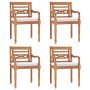 Juego comedor de jardín 5 pzas y cojines blancos madera de teca de , Conjuntos de jardín - Ref: Foro24-3155979, Precio: 675,9...