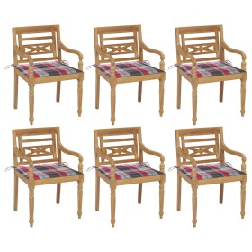 Sillas Batavia 6 unidades madera maciza de teca con cojines de , Sillas de jardín - Ref: Foro24-3073335, Precio: 728,86 €, De...