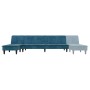 Sofá cama en forma de L terciopelo azul 255x140x70 cm de , Sofás - Ref: Foro24-3157259, Precio: 411,21 €, Descuento: %
