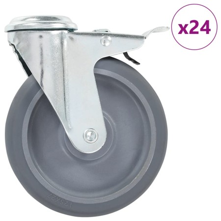 Ruedas giratorias con agujero pasador 24 unidades 125 mm de , Manipulación de materiales - Ref: Foro24-277879, Precio: 175,55...