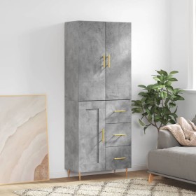 Aparador alto madera contrachapada gris hormigón 69,5x34x180 cm de , Aparadores - Ref: Foro24-3196007, Precio: 163,13 €, Desc...