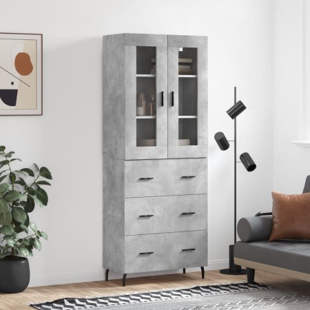 Aparador alto madera contrachapada gris hormigón 69,5x34x180 cm de , Aparadores - Ref: Foro24-3198421, Precio: 167,77 €, Desc...