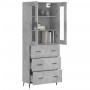 Aparador alto madera contrachapada gris hormigón 69,5x34x180 cm de , Aparadores - Ref: Foro24-3198421, Precio: 167,77 €, Desc...