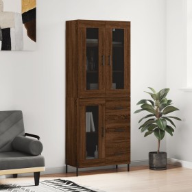 Aparador alto madera contrachapada marrón roble 69,5x34x180 cm de , Aparadores - Ref: Foro24-3198608, Precio: 203,32 €, Descu...