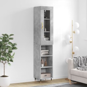 Aparador de madera contrachapada gris hormigón 34,5x34x180 cm de , Aparadores - Ref: Foro24-3199349, Precio: 87,88 €, Descuen...