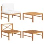 Garden furniture set 2 pieces teak wood and cream cushions by vidaXL, Modular outdoor sofas - Ref: Foro24-316110, Price: 125,...