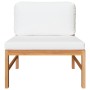 Gartenmöbel-Set 2-teilig aus Teakholz und cremefarbenen Kissen von vidaXL, Modulare Sofas für den Außenbereich - Ref: Foro24-...
