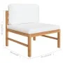 Set de muebles de jardín 2 pzas madera de teca y cojines crema de vidaXL, Sofás modulares de exterior - Ref: Foro24-316110, P...