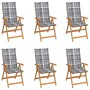 Sillas de jardín 6 uds madera maciza teca cojines cuadros gris by , Garden chairs - Ref: Foro24-3065574, Price: 760,13 €, Dis...