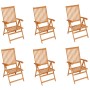 Sillas de jardín 6 uds madera maciza teca cojines cuadros gris by , Garden chairs - Ref: Foro24-3065574, Price: 760,13 €, Dis...