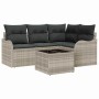 Conjunto de sofá de jardín con cojín 5 pcs Gris claro Poliratán