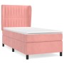 Cama box spring con colchón terciopelo rosa 100x200 cm