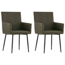 Sillas de comedor con reposabrazos 2 unidades tela marrón de , Sillas de comedor - Ref: Foro24-281843, Precio: 171,98 €, Desc...