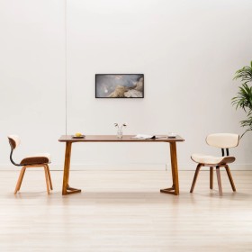 Sillas de comedor 2 uds madera curvada y cuero sintético crema de , Sillas de comedor - Ref: Foro24-283122, Precio: 295,01 €,...