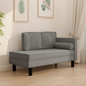 Sofá diván con cojines y cojín de cabeza terciopelo gris claro de , Sofás - Ref: Foro24-340703, Precio: 142,65 €, Descuento: %