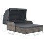 Tumbona para 2 personas con toldo ratán sintético gris by , Outdoor beds - Ref: Foro24-44825, Price: 671,03 €, Discount: %