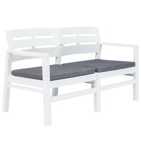 Banco de jardín 2 plazas con cojines 133 cm plástico blanco de , Bancos de jardín - Ref: Foro24-45622, Precio: 219,89 €