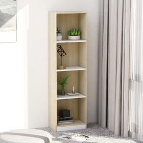 Estantería 4 niveles contrachapada blanca y Sonoma 40x24x142 cm de , Librerías y estanterías - Ref: Foro24-800842, Precio: 73...