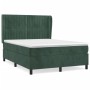 Cama box spring con colchón terciopelo verde oscuro 140x190 cm