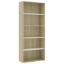 Estantería 5 niveles contrachapada blanca y roble 80x30x189 cm de , Librerías y estanterías - Ref: Foro24-801031, Precio: 145...