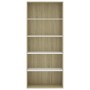 Estantería 5 niveles contrachapada blanca y roble 80x30x189 cm de , Librerías y estanterías - Ref: Foro24-801031, Precio: 145...