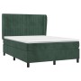 Cama box spring con colchón terciopelo verde oscuro 140x190 cm