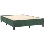Cama box spring con colchón terciopelo verde oscuro 140x190 cm