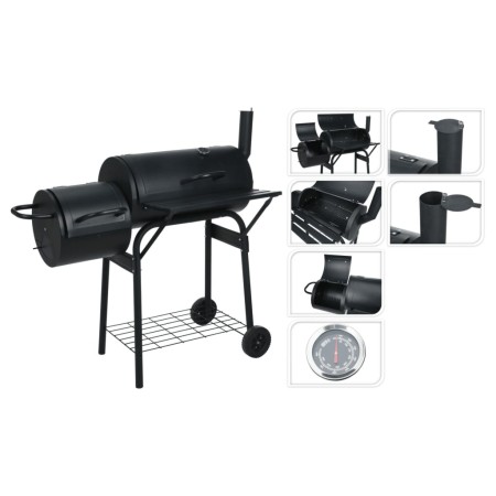ProGarden Barbacoa con ahumador forma de cilindro negro by , Barbecues - Ref: Foro24-445884, Price: 166,81 €, Discount: %