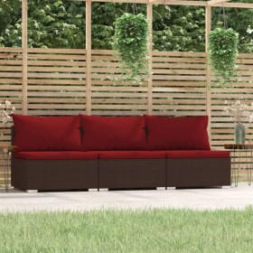 Sofá de jardín de 3 plazas con cojines ratán sintético marrón von , Gartensets - Ref: Foro24-317550, Preis: 385,59 €, Rabatt: %