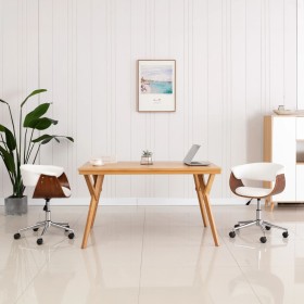 Silla comedor giratoria madera curvada cuero sintético blanco by , dining chairs - Ref: Foro24-287398, Price: 162,90 €, Disco...