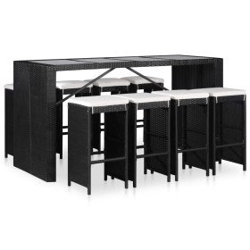 Juego de comedor de jardín 9 piezas ratán sintético negro by , Garden sets - Ref: Foro24-43966, Price: 512,87 €, Discount: %