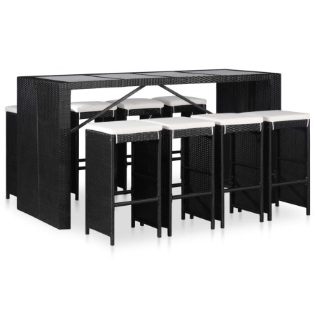 Juego de comedor de jardín 9 piezas ratán sintético negro by , Garden sets - Ref: Foro24-43966, Price: 512,87 €, Discount: %
