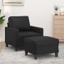 Sillón con taburete cuero sintético negro 60 cm by , Sofas - Ref: Foro24-3201019, Price: 182,88 €, Discount: %