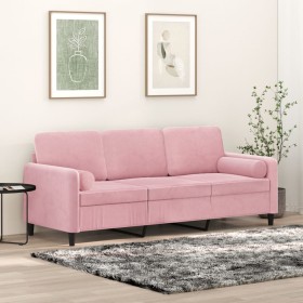 Sofá de 3 plazas con cojines terciopelo rosa 180 cm de , Sofás - Ref: Foro24-3200894, Precio: 328,58 €, Descuento: %
